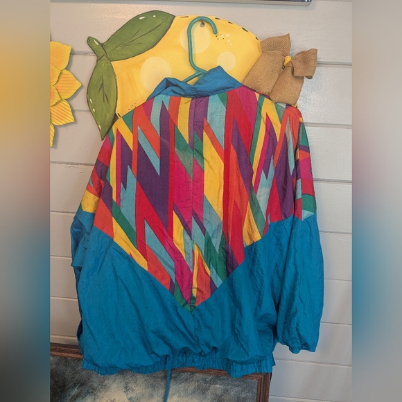 Laura Katherine Blue Multicolor Nylon Track Suit Jacket & Pants Size 18W *Flaw - Picture 2 of 6